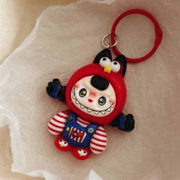 Accessories - New Popular Hot! mini red Mocha bunny Labubu Baby keychain dangeler figure